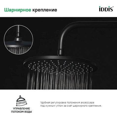 Душевая насадка верхняя круглая Iddis Optima OPH22BRi64, черная купить в СОМ