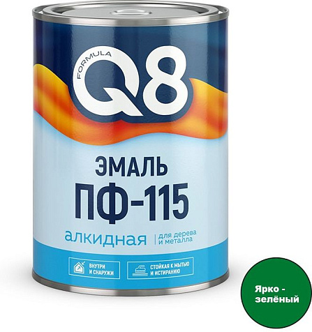 Эмаль ПФ-115 Formula Q8, ярко-зеленая, 0.8 кг купить в СОМ