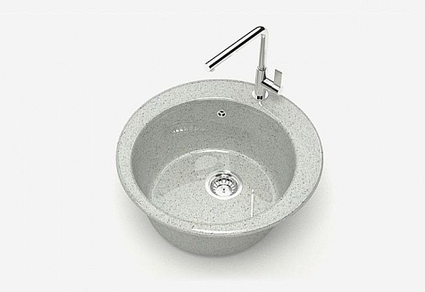 Мойка каменная Granit Bergg, Виктори Z30Q10, 475х475х180 мм, светло-серая глянцевая купить в СОМ