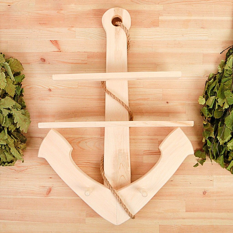 Полка для бани с вешалкой 2 рожка Якорь купить в СОМ