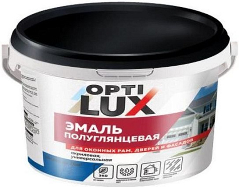 Эмаль акриловая Оптилюкс, универсальная, полуглянцевая, 0.5 кг купить в СОМ