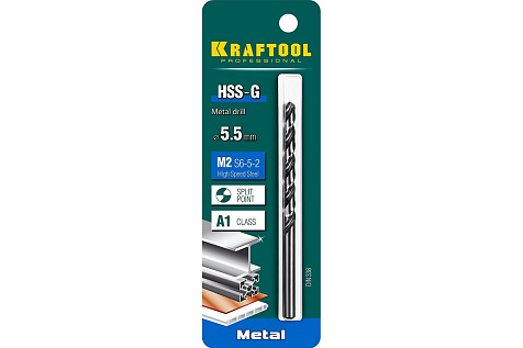 Сверло по металлу KRAFTOOL, 5.5мм, сталь М2 купить в СОМ