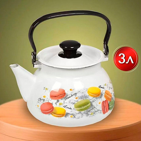 Чайник 3,0л эмалированный Цветное печенье купить в СОМ