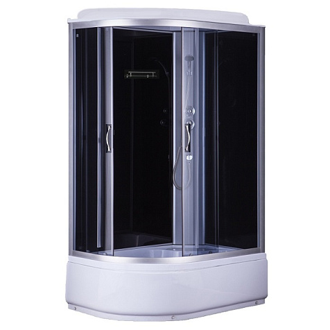 Кабина душевая Loranto CS-66120R G, 120х80х215 см, поддон 40 см, черное стекло 4 мм купить в СОМ