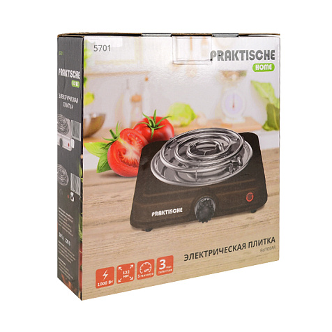 Электроплитка PRAKTISCHE HOME 5701, 1 конф тэн, 1.0кВт, коричневая купить в СОМ