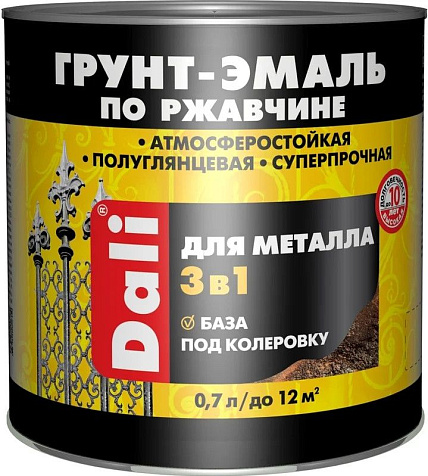 Грунт-эмаль по ржавчине 3в1 Dali, база С, 0.7 л купить в СОМ