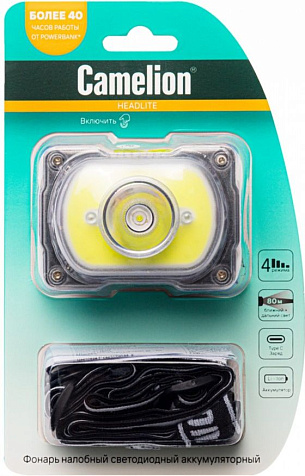 Фонарь налобный аккумуляторный Camelion LED53407 акк.3.7V LED 3W+COB 5W 4реж, Type-C, черн купить в СОМ