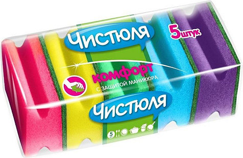 Губка Чистюля Комфорт для посуды 5шт купить в СОМ