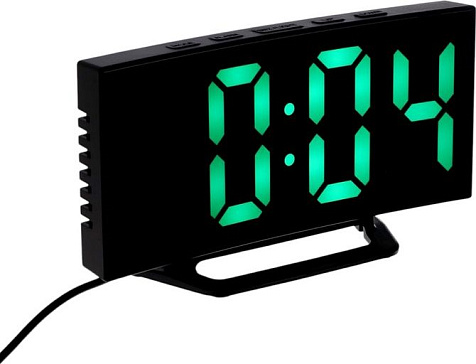 Будильник электронный термометр, календарь, USB, 15×8см, зелёная индикация купить в СОМ