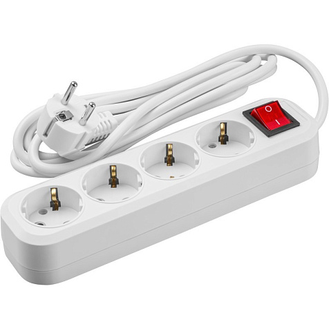 Удлинитель ОНЛАЙТ OPE-S-04-200-ESC-3x1  4 гн, 2 м, СЗ, с выключ, 16А, IP20, белый купить в СОМ