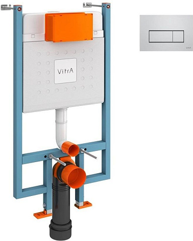 Инсталляция Vitra V-Fix, унитаз Shift, безободковый, сиденье микролифт, кнопка белая Root Square купить в СОМ