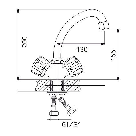 Смеситель для мойки Gota Rocio Orio G342310, цинковый сплав, хром купить в СОМ