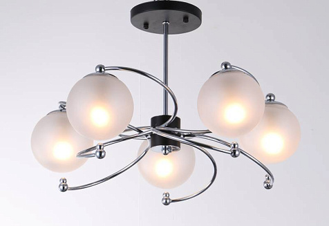 Люстра потолочная Linvel LV 9287/5 Торренс, хром/черный, Е14, 40 Вт купить в СОМ