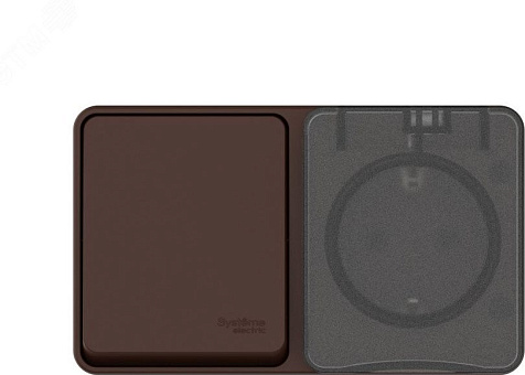 Блок AtlasDesign PROFI54  ОП (розетка 16А с заземл. защ. шторки + 1-кл. выкл. 10А) IP54 коричневый купить в СОМ