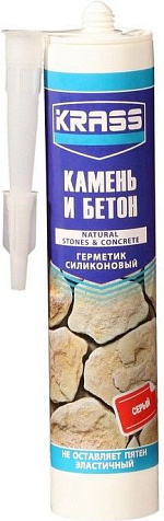 Герметик силиконовый Krass, для бетона и камня, серый, 300 мл купить в СОМ