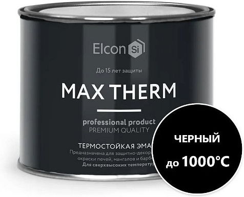 Эмаль термостойкая Elcon Max Therm (1000С), для мангалов, черный, 0.4 кг купить в СОМ