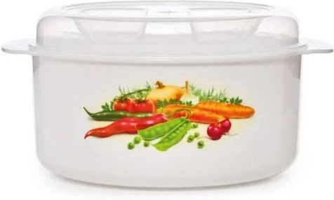Кастрюля для СВЧ 2,1л с крышкой пластик Полимербыт купить в СОМ