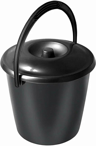 Ведро 10л Соло с крышкой хозяйственное черное купить в СОМ