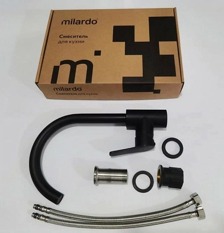 Смеситель для мойки Milardo Meal M01BLJ0M05, латунь, черный матовый купить в СОМ
