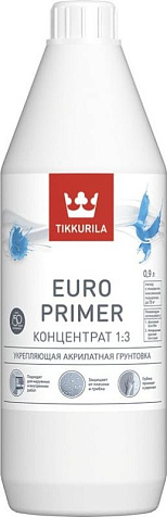 Грунтовка акриловая Tikkurila EURO PRIMER, концентрат 1:3, 0.9 л купить в СОМ