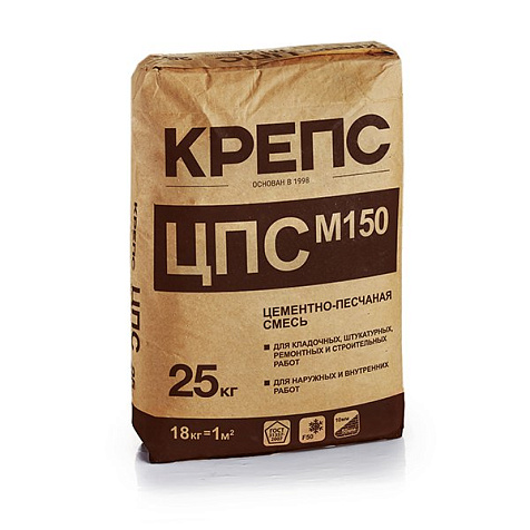 Смесь цементно-песчаная Крепс М150, 25 кг купить в СОМ