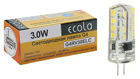Лампа светодиодная G4 220V 3W 4200К 320гр 38х11 G4RV30ELC купить в СОМ