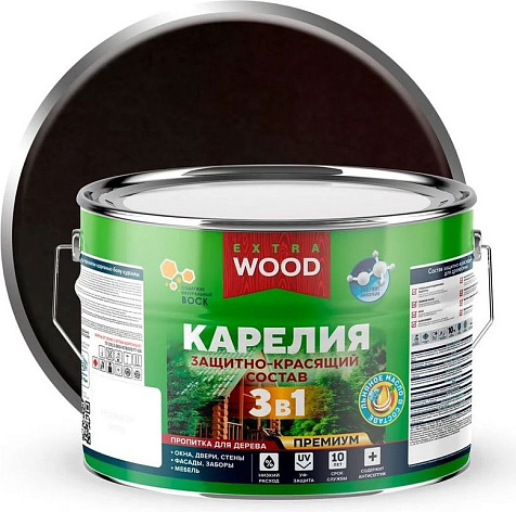 Состав защитно-красящий 3 в1 Карелия Wood Extra, палисандр, 9 л купить в СОМ