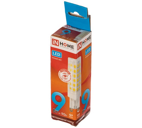 Лампа светодиодная IN HOME, 9Вт 230В G9 4000К купить в СОМ