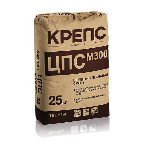 Смесь цементно-песчаная Крепс ЦПС М-300, 25 кг купить в СОМ