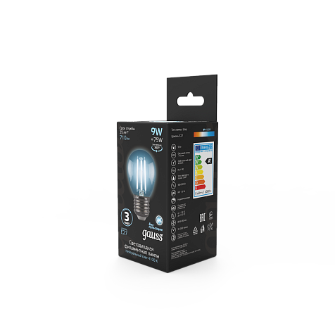 Лампа светодиодная Gauss Filament, Шар 9Вт, 710Lm, 4100К, Е27 купить в СОМ
