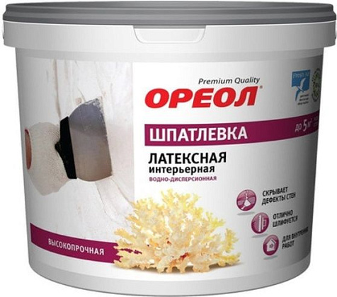 Шпаклевка латексная для внутренних работ Ореол, 4 кг купить в СОМ