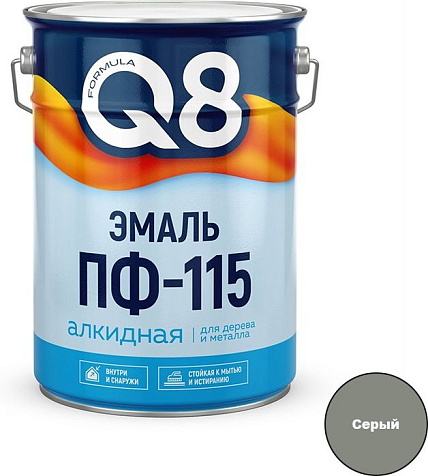 Эмаль ПФ-115 Formula Q8, серая, 10 кг купить в СОМ