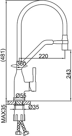 Смеситель для мойки Frap F4497-6, латунь, черный купить в СОМ