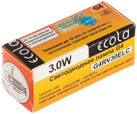 Лампа светодиодная G4 220V 3W 4200К 320гр 38х11 G4RV30ELC купить в СОМ