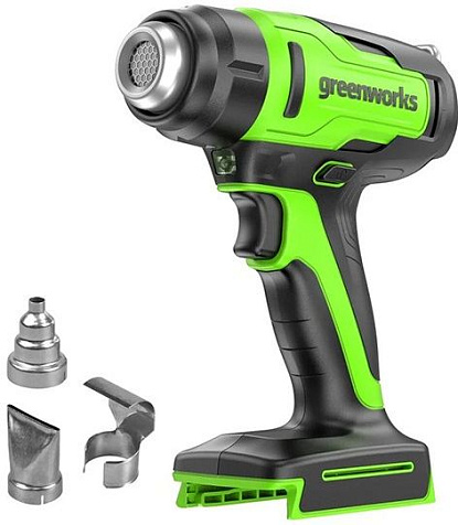 Фен строительный Greenworks G24HG, 24В, Li-ion, без АКБ и ЗУ, 3 насадки купить в СОМ