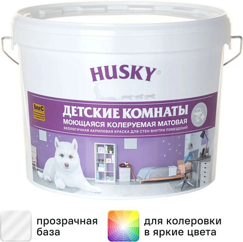 Краска акриловая Husky, для детских комнат, база С, 9 л купить в СОМ