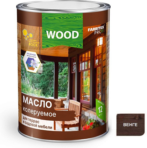Масло Farbitex Profi Wood для террас и садовой мебели, венге, 0.75 л купить в СОМ
