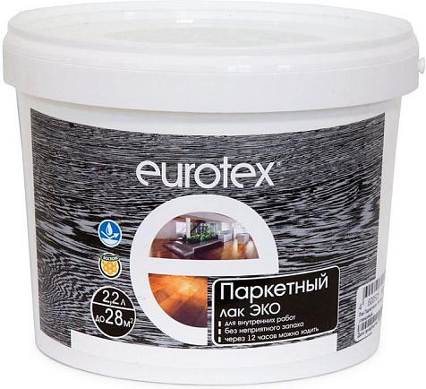 Лак паркетный Eurotex ЭКО, матовый, бесцветный, 2.2 л купить в СОМ