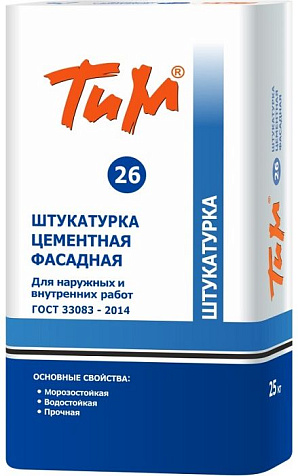 Штукатурка ТиМ №26 цементная фасадная, 25кг купить в СОМ