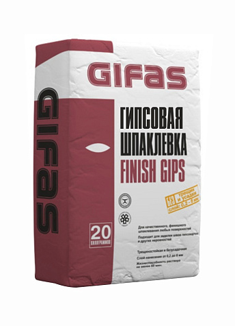 Шпатлевка гипсовая GIFAS Finish Gips, 20 кг купить в СОМ