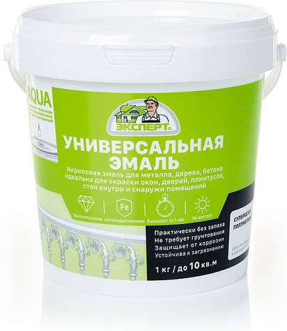 Эмаль акриловая Эксперт, полуматовая, (-20С), база А, 1 кг купить в СОМ