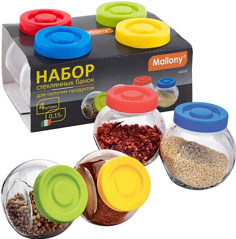 Набор из 4 стеклянных банок 0,15 л VASO Mallony купить в СОМ