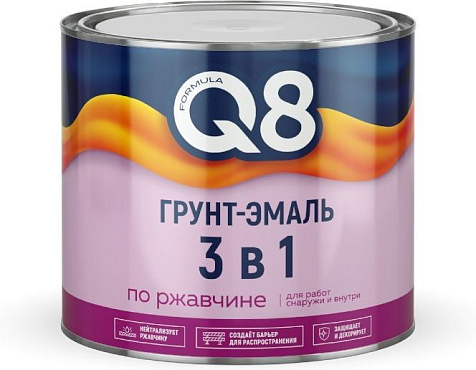 Грунт-эмаль по ржавчине Formula Q8, графитовый серый RAL7024, 1.8 кг купить в СОМ