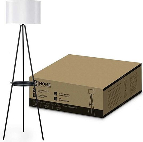 Торшер InHome ТНО 04ПВ-E27-WB 60W E27 полка, белый/черный 350x350x1520 купить в СОМ