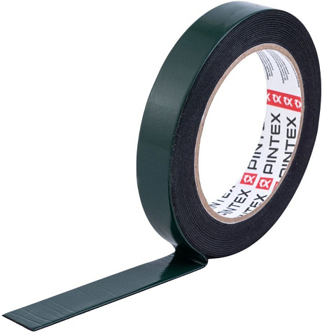 Лента клейкая Pintex двухсторонняя, вспененная основа, 19 мм х 5 м, черный купить в СОМ
