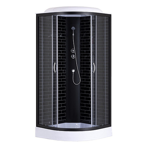 Кабина душевая Loranto CS-6610-13GB, 100 х100 х215 см, поддон 13 см, черный кирпичный узор купить в СОМ