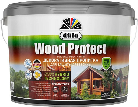 Пропитка защитно-декоративная Dufa WOOD PROTECT, махагон, 2.5 л купить в СОМ