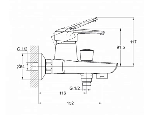 Смеситель для ванны G-lauf LUN3-A031, цинковый сплав, короткий излив купить в СОМ