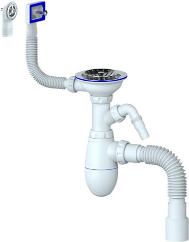 Сифон для мойки Unicorn B427P, 3 1/2", перелив, с гибкой трубой 40х40/50 купить в СОМ