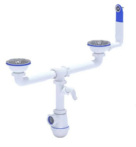 Сифон для мойки АНИ Грот А3700, 3 1/2" х40, двойной, отвод для стиральной машины купить в СОМ